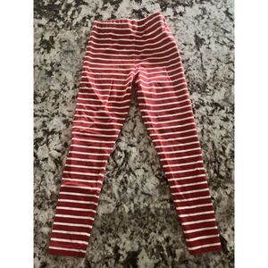 Mini Boden Girls Red Striped Leggings 7-8 Years